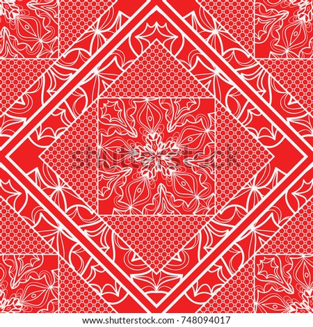 Boho style ornamental seamless pattern. Decorative line, lace background.