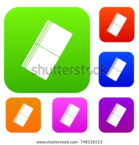 Eraser set icon color in flat style isolated on white. Collection sings vector illustration