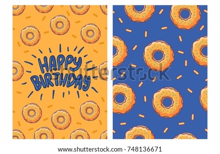 happy birthday card with donut pattern