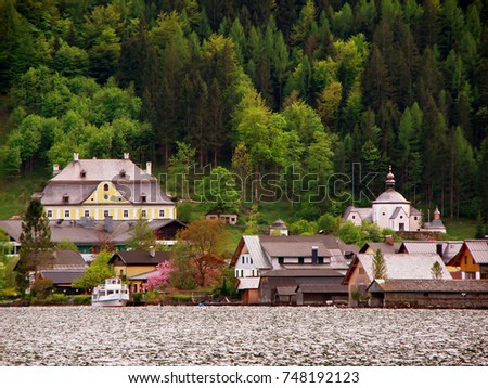 Gorgeous Vintage Houses on the Lake Shore of Hallstatt, UNESCO World Heritage Site in Austria 