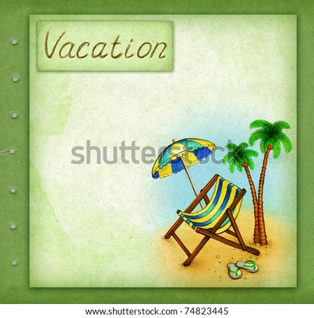 Vacation background with chaise lounge