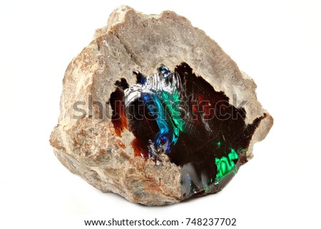 Ethiopian chocolate opal isolated on white background