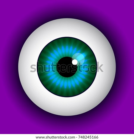 Realistic eye on purple background. Illustration 