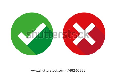 Check box list icons set, green and red isolated on white background, vector illustration. Royalty-Free Stock Photo #748260382