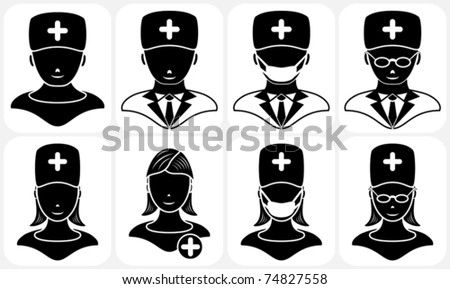 Set of black medical icons, illustration