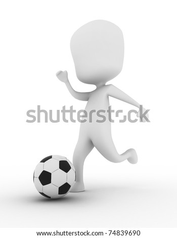 3D Illustration of a Man Kicking a Soccer Ball