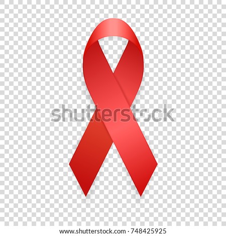 World AIDS Day - 1st December. Realistic red ribbon template closeup isolated on transparency grid background. Aids Awareness Concept. Vector EPS10 illustration