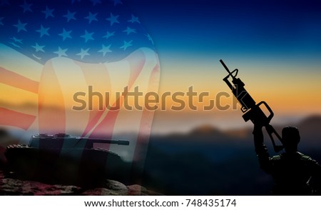 Veteran, Memorial and Independence day with American flag background