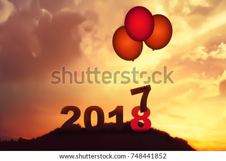 New Year 2018 is coming concept. Happy New Year 2018 replace 2017 Royalty-Free Stock Photo #748441852