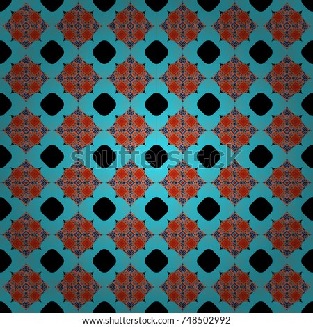 Vector blue, black and red seamless background pattern with rhombuses.