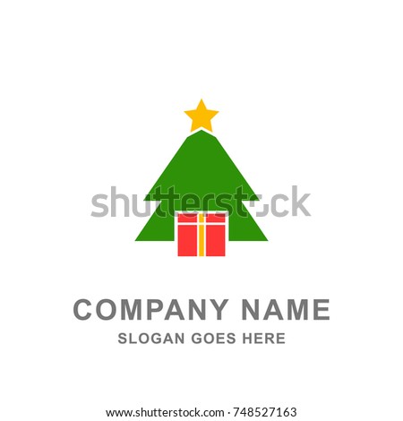 Christmas Tree Gift Logo Vector Illustration Icon