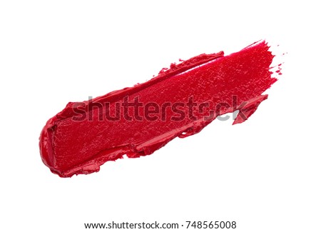 Lipstick swatch smudge sample on white background