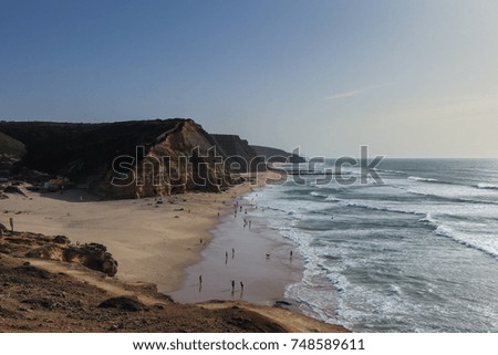 Beach in the Portuguese coastline near from Ericeira at the sunset.