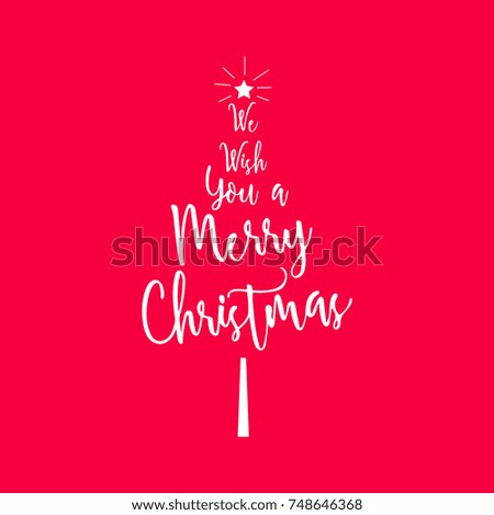 We wish you a Merry Christmas text. Calligraphy text for greeting cards on red background