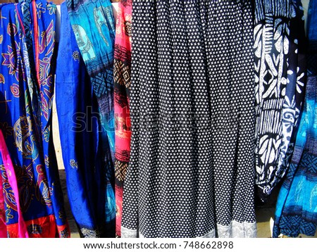 Colorful Batik beachwear in Sri Lanka.
