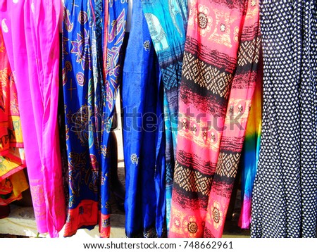 Colorful Batik beachwear in Sri Lanka.

