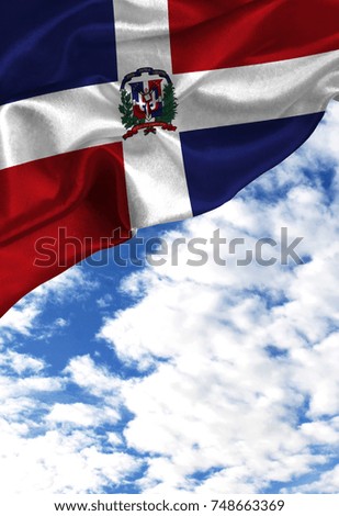 Grunge colorful flag Dominican Republic , with copyspace for your text or images against a blue sky with clouds