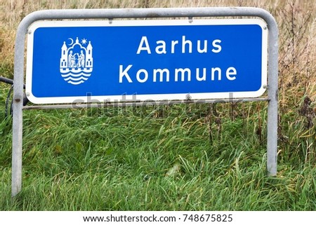 Aarhus municipality road sign in Denmark