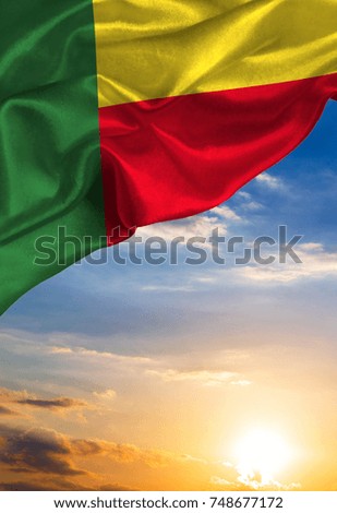 Grunge colorful flag Benin, with copyspace for your text or images.