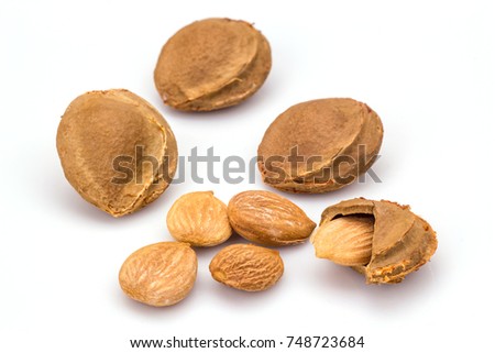 apricot kernel isolated on white background Royalty-Free Stock Photo #748723684