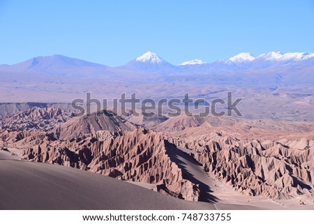 Moon valley in Chilean Atacama. Royalty-Free Stock Photo #748733755