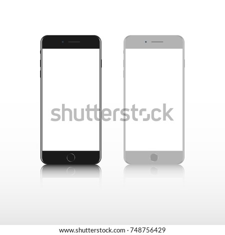 Realistic smartphone. Set realistic smartphone. Phone black, gray. Iphone 8 mockup.