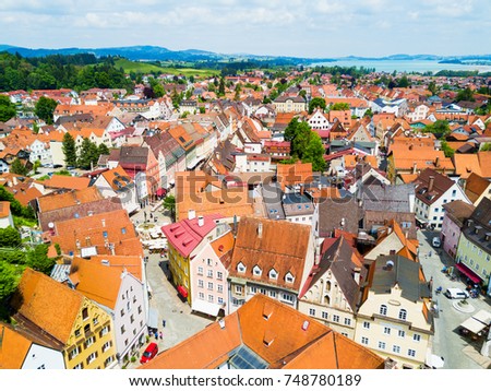 Fussen old town aerial panoramic view. Fussen is a small town in Bavaria, Germany. Royalty-Free Stock Photo #748780189