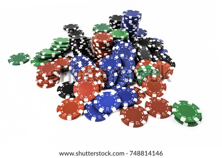 Many colorful Poker chips. Casino concept.