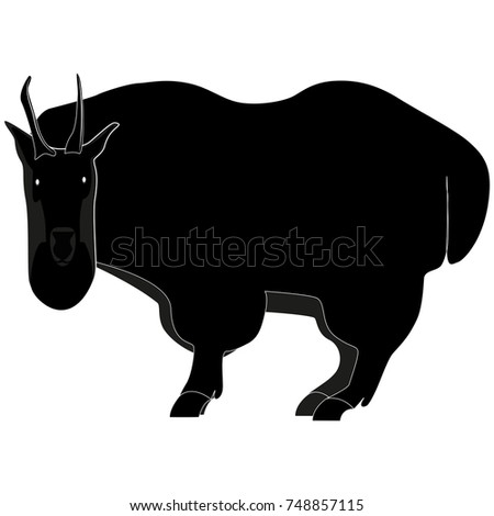 Picture of a goat's silhouette for a logo, emblem, badge, label, template, design element.
