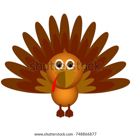 Turkey isolated on white background, Thanksgiving day, Vector illustration