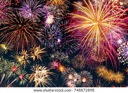 colorful new years eve motif with fireworks