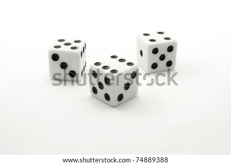Three dices on white background