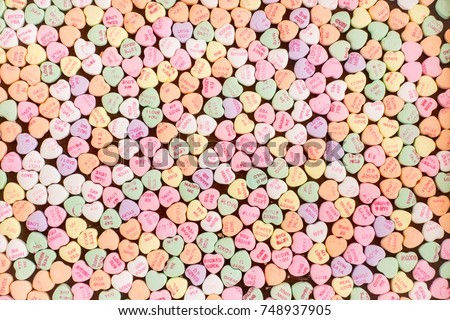 Background of Valentine conversation heart candies