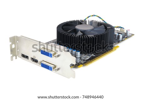 Computer graphic card isolated on white background with clipping path
