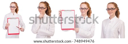 Young  medical  student  with   binder isolated on white