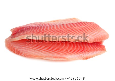 two a piece raw cod,  fish on white  background