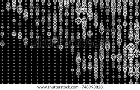 Abstract winter black and white background with snowflakes. Design element for brochure, advertisements, flyer, web and other graphic designer works. Raster clip art.