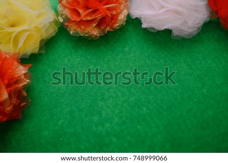 Beautiful decorative colorful bow design, flower ribbon for special event. Festive, christmas and new year gift background. Close up image for joyful texture element and creative love card surface