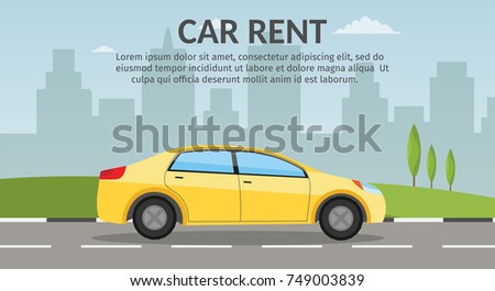 Flat rent car background seller concept