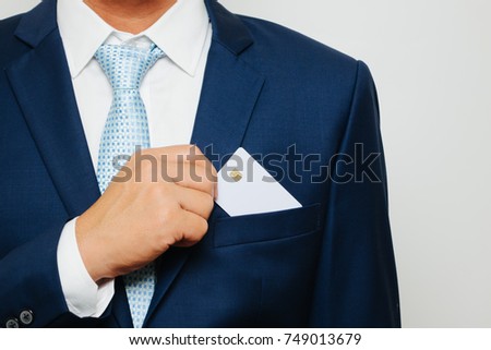 Man holding holding blank credit card