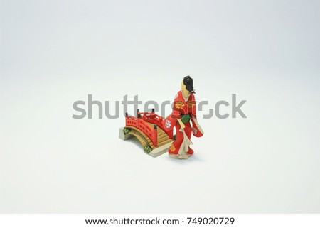 the model of japan style figure at the board
