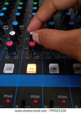 Footage without Sound : Hand - Controlling Audio Mixer
