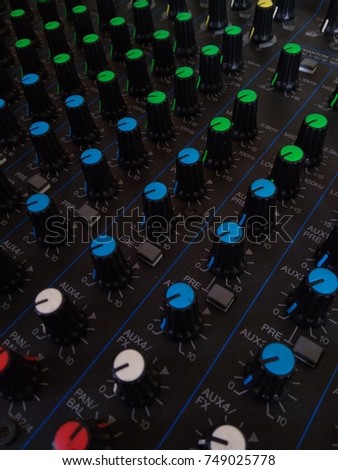 Close up of Audio Mixer