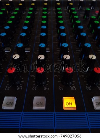 close up of Audio Mixer