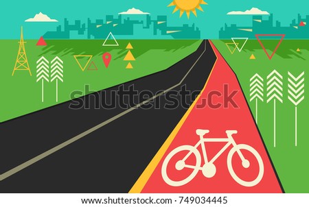 Illustration of a Bike Lane in an Abstract Geometric Design
