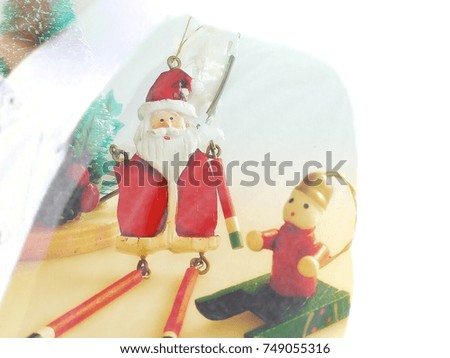 double exposure,body man and santa toy in christmas day on white background isolated
Bright colors for children.