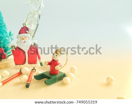 santa toy in christmas day.Bright colors for children.