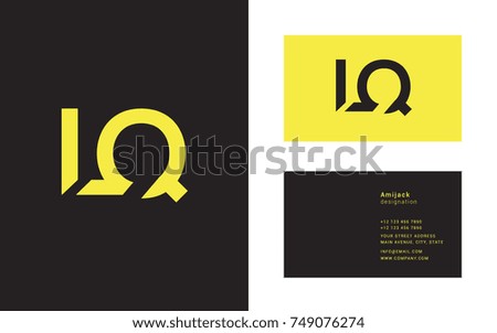 L Q bold letter joint logo design vector with business card template