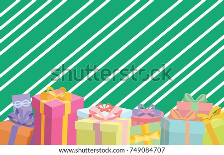 Gift box on green graphic background.Gift box with as a present for Christmas, new year. vector, illustration.