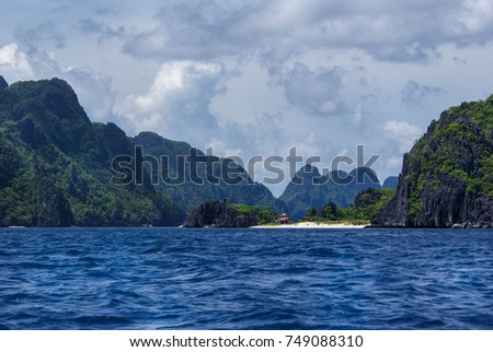 Beautiful landscape of limestone cliffs around El Nido, Palawan Island, Philippines.